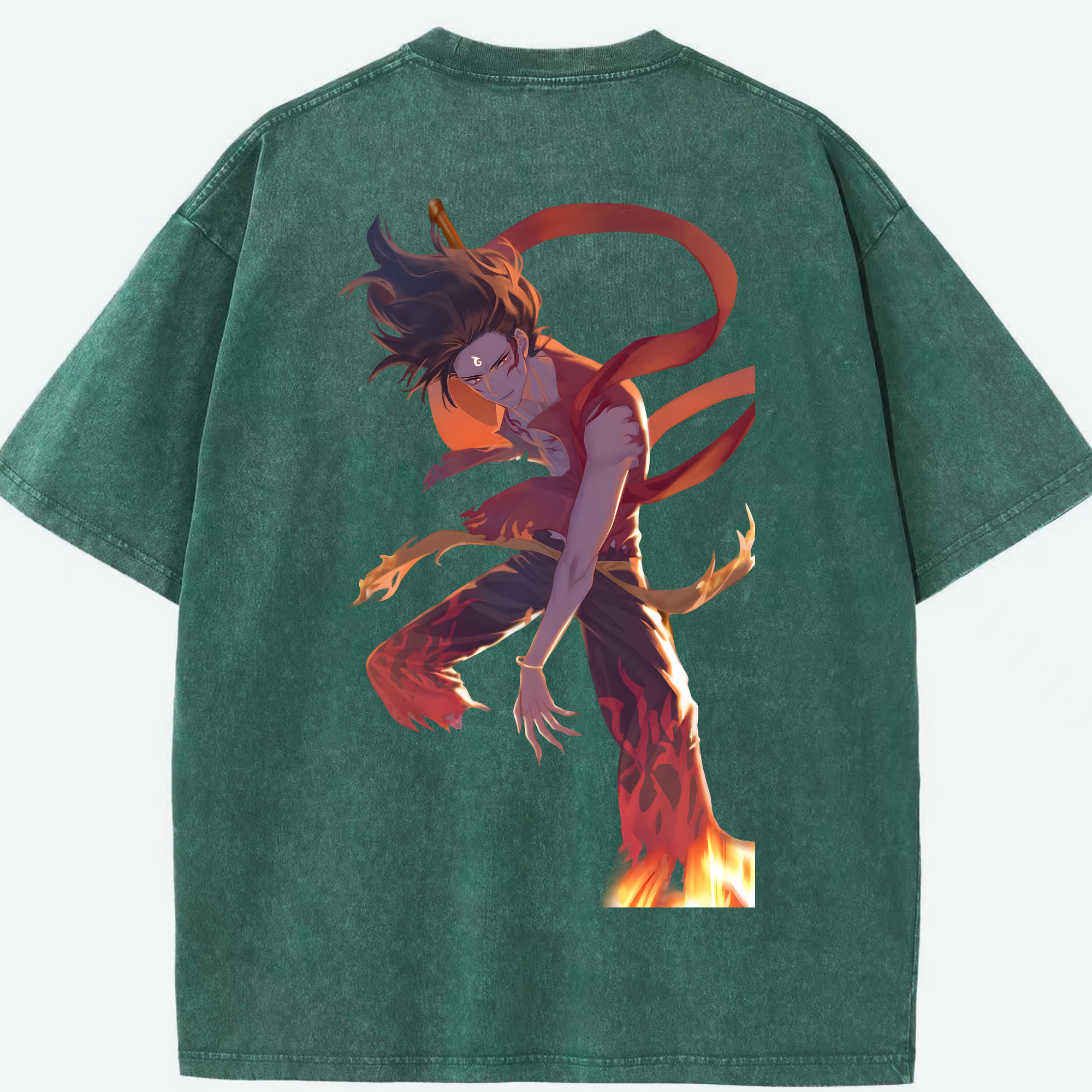 （画像用） Ne Zha 2 ナタ 魔童の大暴れ 綿100% ヴィンテージ風 半袖Tシャツ（背面プリント）